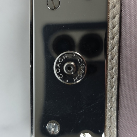 COACH KRISTIN METALLIC CHAMPAGNE SILVER LEATHER FLAP CROSSBODY SMALL BAG PURSE - Picture 11 of 13